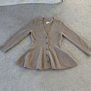 Anthropologie Taupe Ribbed Knit Cardigan